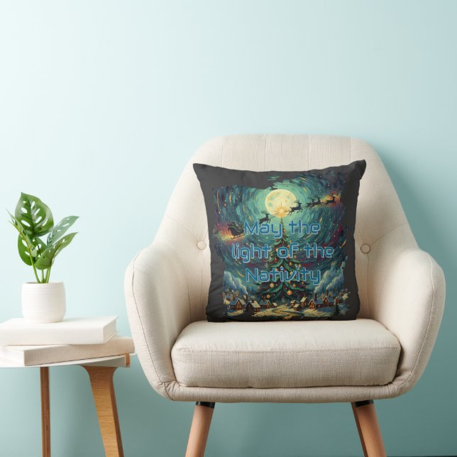 Almofada Van Gogh Christmas Starry Night Throw Pillow (Cadeira)