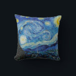 Almofada Van Gogh Starry Night. Arte do céu azul impression<br><div class="desc">Travesseiro decorativo "A Noite Estrelada" de Van Gogh. O impressionismo azul e a arte das estrelas.</div>