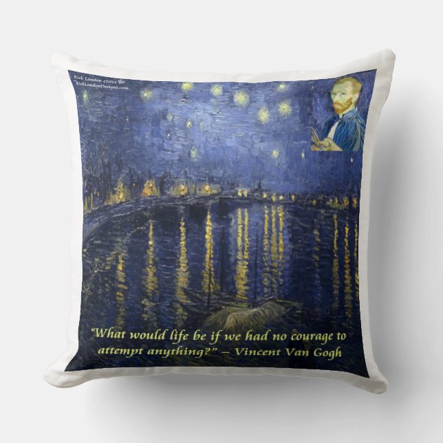 Almofada Van Gogh Starry Night Em Rhone Cotton Travesseiro  (Frente)