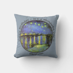 Almofada Van Gogh Starry Night sobre os itens do partido Rh