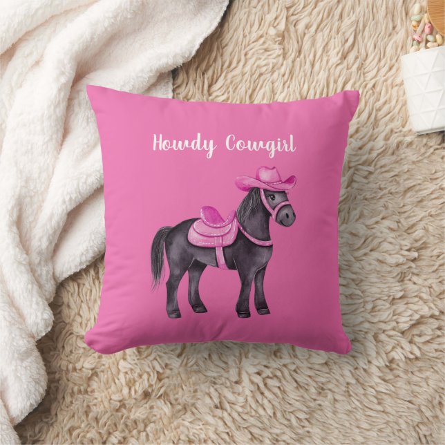 Almofada Vaqueira Rosa Olá Cavalo (Cobertor)