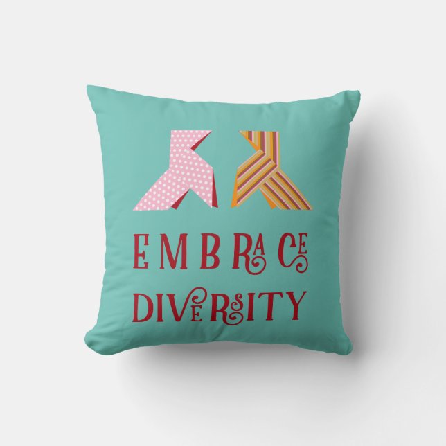 Almofada Various Paper Bow Couple Embrace Diversity Quote (Frente)