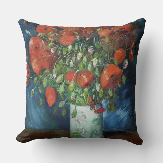 Almofada Vase com papagaios vermelhos Vincent van Gogh (Frente)