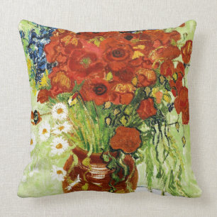 Almofada Vaso com Cornflowers e travesseiro das papoilas