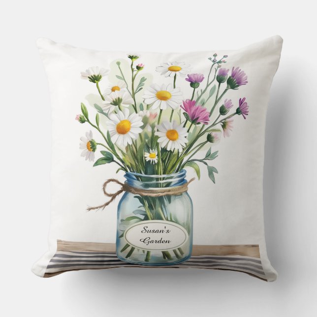 Almofada Vaso de Flores Silvestres Mason (Frente)