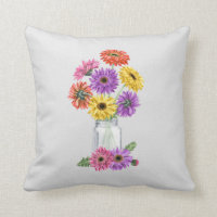 Vaso de Mason com Aquarela de Gerbera Margarida