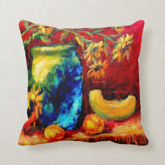 Almofada Vaso de Tiffany, mesa da colheita dos girassóis