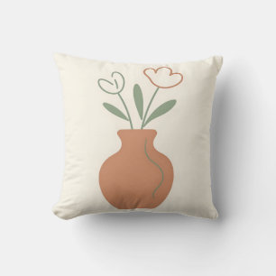 Almofada Vaso de Tulipa Minimalista Arte Linear