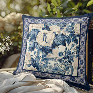 Almofada Vaso floral Chic Monograma de galinha
