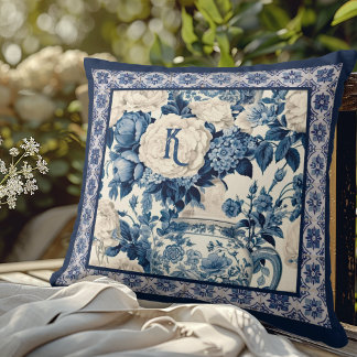 Almofada Vaso floral Chic Monograma de galinha