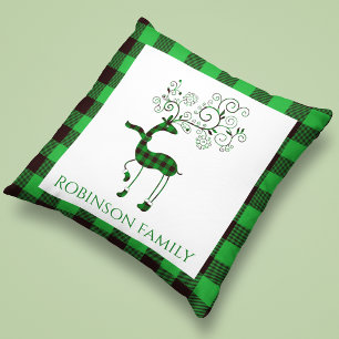 Almofada Veado Xadrez Verde Personalizado