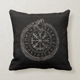 Almofada Vegvisir com Ouroboros e runes