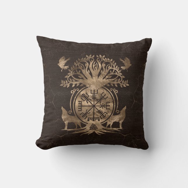 Almofada Vegvisir - Ornamento de Compass Viking (Frente)