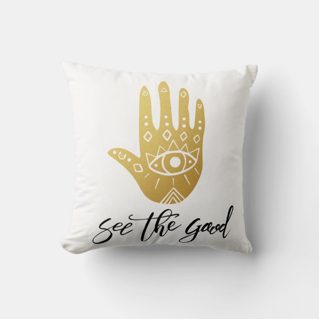 Almofada Veja o Bom Hamsa (Frente)