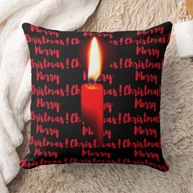 Almofada Vela Vermelha de Natal Flamejante (Cobertor)