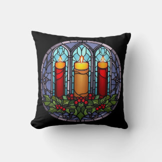 Almofada Velas de Natal de Vidro Manchado