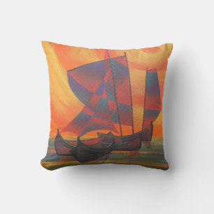 Almofada Velas Vermelhas no Sunset Cubist Lixo Abstrato