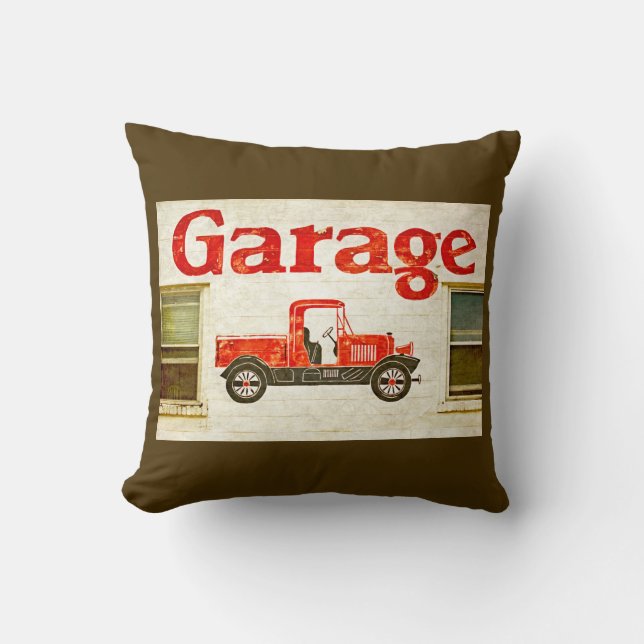 Almofada Velha Garagem em Brown (Frente)