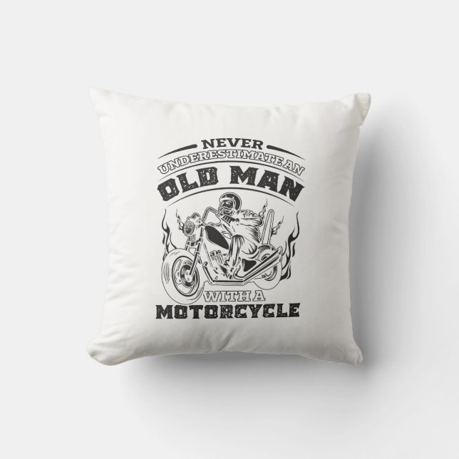 Almofada Velho Paixão por Motos, Engraçado (Frente)