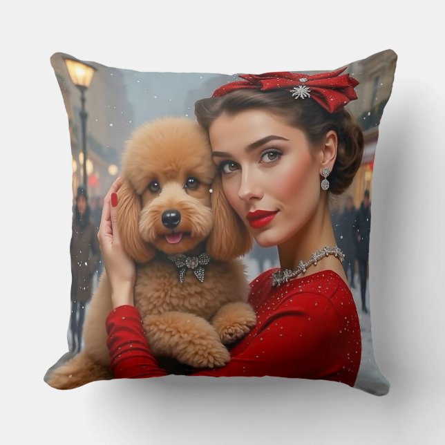 Almofada Velvet O Poodle Feriado  (Frente)