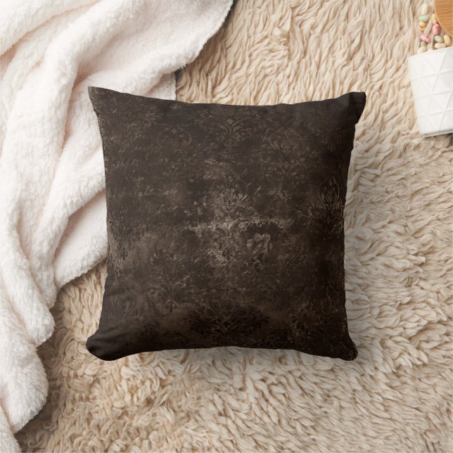 Almofada Velvety Bronze Damask | Grunge Barroco Marrom (Cobertor)