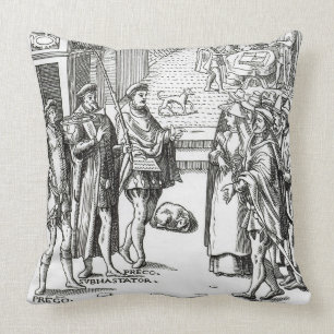 Almofada Venda pelo Crier de cidade, após um woodcut 'no