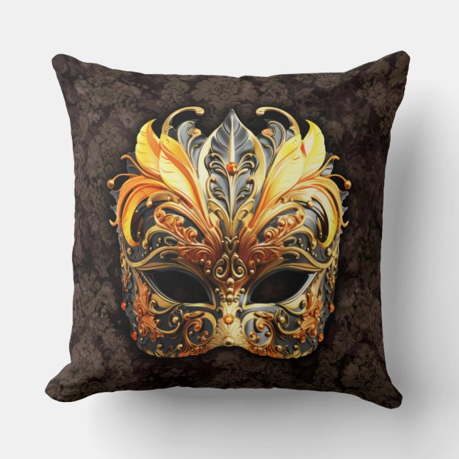 Almofada Venetian Masquerade Golden Mask (Frente)
