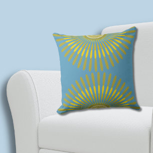 Almofada Ventilador de penas azul e amarelo de verão ecétic