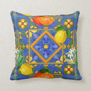 Almofada Verão, azulejos sicilianos, citrinos, laranjas, m