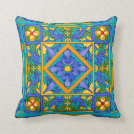 Almofada Verão, azulejos sicilianos, majolica, Mediterrâneo