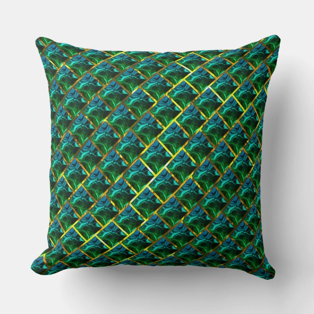 Almofada Verde como esmeralda debaixo de um ouro? (Frente)