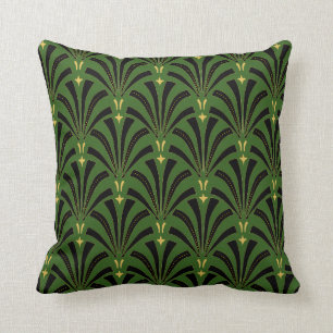 Almofada verde do teste padrão dos fãs do art deco do 192
