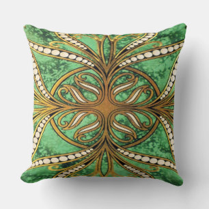 Almofada Verde Elegante e Cor damasco Dourada