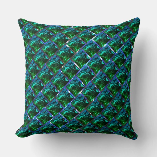 Almofada Verde esmeralda e curvas, de grau soluto niquelada (Frente)