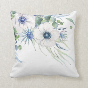 Almofada Verde Floral Dusty Azul Água Elegante