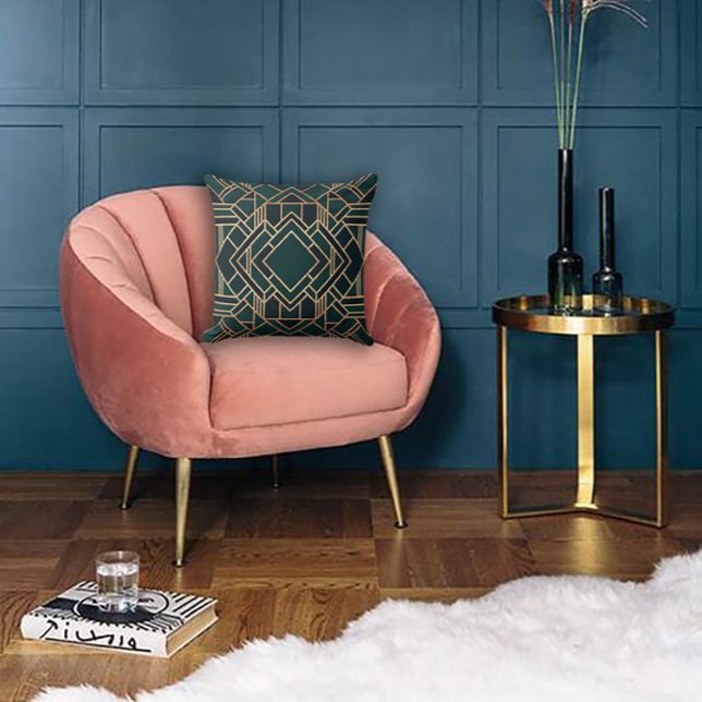 Almofada Verde geométrico e Dourado (Criador carregado)