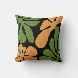 Almofada Verde & Laranja Moderno Floral Abstrato