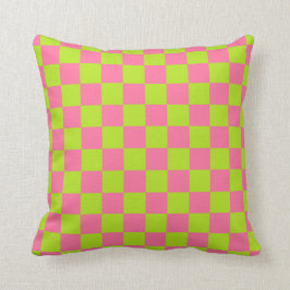 Almofada Verde limão e rosa Checkered
