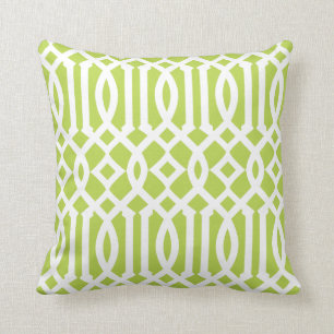 Almofada Verde limão moderno e padrão branco da Trellis