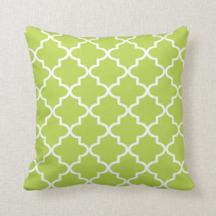 Almofada Verde limão moderno e Quatrefoil Branco marroquino