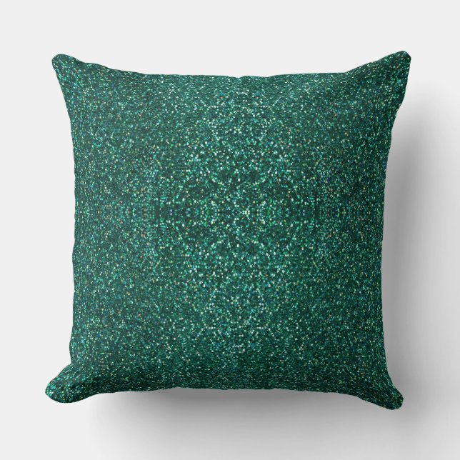 Almofada Verde limão Peacock Floral Reversible Glitter (Frente)