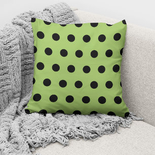Almofada Verde limão Trendy Cute e Padrão Bolinhas Preto