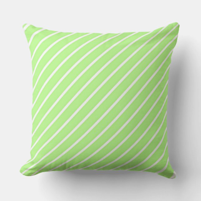 Almofada Verde limão White Diagonal Stripe (Frente)