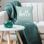 Almofada Verde Mínimo Moderno E Alô Branco E Você Nome<br><div class="desc">Verde Mínimo Moderno E Alô Branco E Você Nome</div>