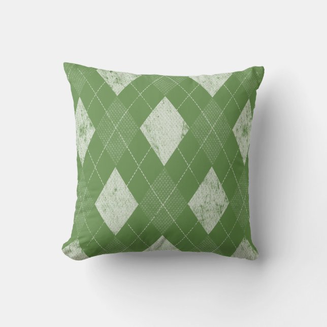 Almofada Verde monocromático afligido de Argyle (Frente)