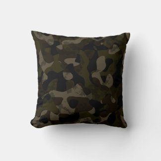 Almofada Verde, preto, taupe e camuflagem marrom abstrata