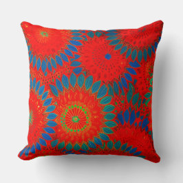 Almofada Verde vermelho-alaranjado exótico marroquino Flora