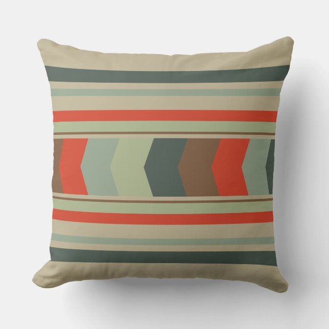 Almofada Verdes modernos do século médio e laranja (Frente)