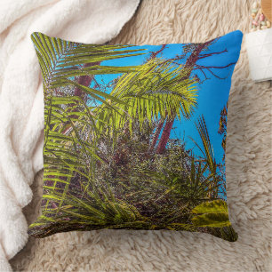 Almofada Verdes tropicais e Travesseiro decorativo do céu a