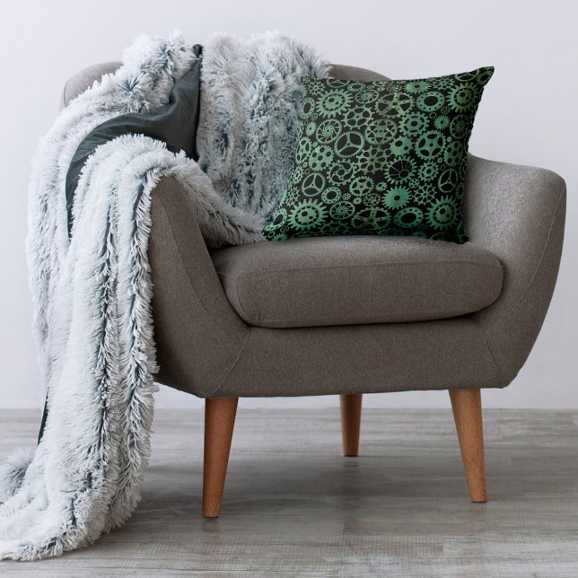 Almofada Verdigris Bronze Gears Steampunk (Criador carregado)